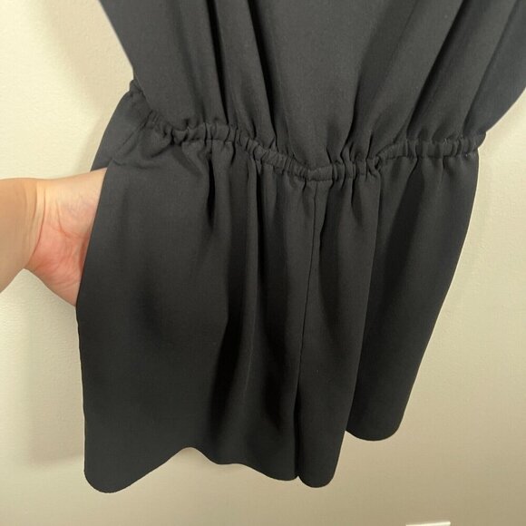 Aritzia Wilfred Melodie Romper Size Small Black Ruffle Sleeve V-neck Minimal - Picture 9 of 11